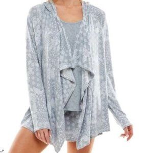 3 Piece ROUDELAIN Whisper Luxe Hooded Cardigan, Tank Top & Shorts Pajama Set LEO